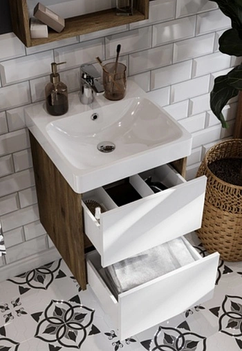 Тумба-умывальник Aquaton Сканди 45 белый/дуб рустикальный 1A2516K0SDZ90