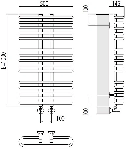 Полотенцесушитель водяной лесенка Terminus Сахара П15 500х1000 полированная сталь 4670078529787