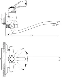 Смеситель для ванны с длинным изливом Gross Aqua Arabic Bronze бронза 7532516BRL-35S Смеситель для ванны с длинным изливом Gross Aqua Arabic Bronze бронза 7532516BRL-35S, 2
