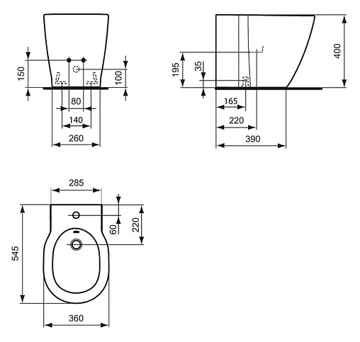 Биде напольное Ideal Standard Connect белый E799501
