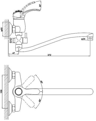 Смеситель для ванны с длинным изливом Gross Aqua Arabic Bronze бронза 7532516BRL-35S Смеситель для ванны с длинным изливом Gross Aqua Arabic Bronze бронза 7532516BRL-35S