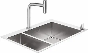 Мойка кухонная с встроенным смесителем Hansgrohe C71-F655-09 75x50 нержавеющая сталь 43206800 Мойка кухонная с встроенным смесителем Hansgrohe C71-F655-09 75x50 нержавеющая сталь 43206800, 1