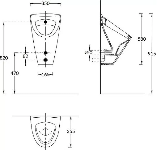 Писсуар со скрытым подводом воды Kerama Marazzi Pro Cantero белый PROC.ur.02