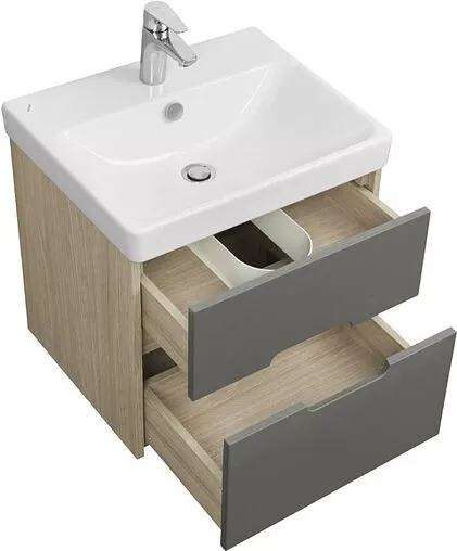 Тумба-умывальник подвесная Aquaton Оливия 55 грей/дуб ойстер 1A2542K0OLUG0