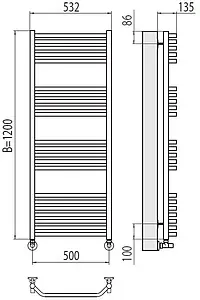 Полотенцесушитель водяной лесенка Terminus Виктория П22 500х1200 полированная сталь 4670078529558, 2