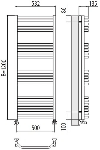 Полотенцесушитель водяной лесенка Terminus Виктория П22 500х1200 полированная сталь 4670078529558