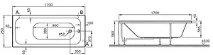 Ванна акриловая VitrA Optimum Neo 170x75 64570001000 Ванна акриловая VitrA Optimum Neo 170x75 64570001000, 2