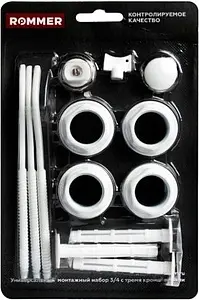 Комплект радиаторный универсальный ¾" Rommer белый 3 кронштейна Комплект радиаторный универсальный ¾" Rommer белый 3 кронштейна, 1