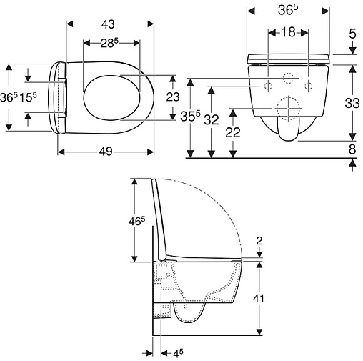 Комплект 5 в 1 Geberit iCon №3 500.060.TC.I с кнопкой Omega 20 115.085.KJ.1 белый глянцевый