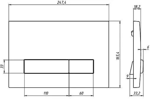 Инсталляция для подвесного унитаза Set 4 в 1 BERGES Atom 410 040342 кнопки/хром глянцевый, рамка/черный матовый