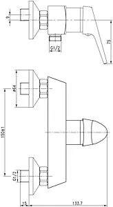 Смеситель для душа Aquanet Round Handle хром SD90707, 2