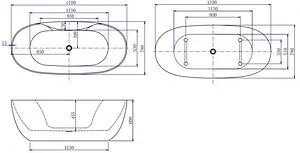 Ванна акриловая отдельностоящая Aquanet Family Sweet 170x78 Gloss Finish белый 155778GW, 2