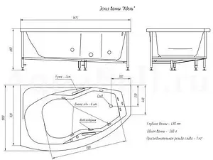 Ванна акриловая BellRado Адель 170x100 R BR7011001-02(R) Ванна акриловая BellRado Адель 170x100 R BR7011001-02(R), 2