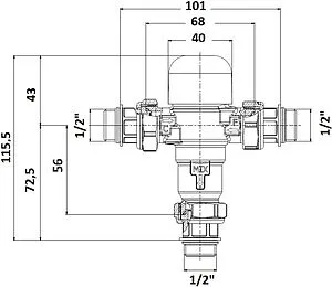 Трехходовой термостатический смесительный клапан ½&quot; Kvs 1.9 Valtec Thermomix VT.MT10NR, 2