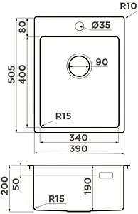 Мойка кухонная Omoikiri Amadare 39-IN нержавеющая сталь 4997028 Мойка кухонная Omoikiri Amadare 39-IN нержавеющая сталь 4997028, 2