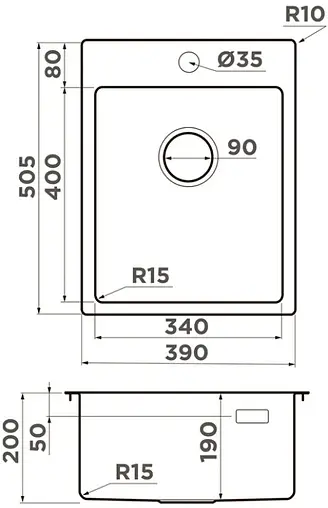 Мойка кухонная Omoikiri Amadare 39-IN нержавеющая сталь 4997028