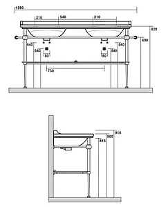 Консоль Kerasan Waldorf 158 бронза 9195K3br Консоль Kerasan Waldorf 158 бронза 9195K3br, 2