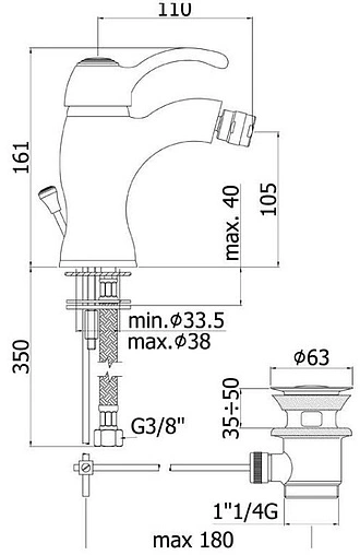 Смеситель для биде Paffoni Flavia бронза FA135BR