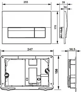 Клавиша смыва для унитаза Roca Active В01 8901170B1 хром глянцевый Клавиша смыва для унитаза Roca Active В01 8901170B1 хром глянцевый, 2
