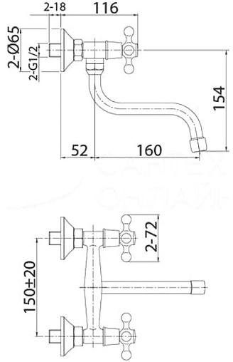 Смеситель для кухни настенный Milardo Duplex хром DUPSB1M09