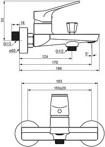 Смеситель для ванны Damixa Merkur чёрный матовый 401000300, 2