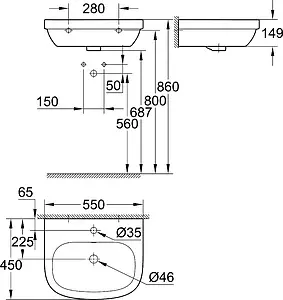 Раковина Grohe Euro Ceramic 55 белый 3933600H, 2