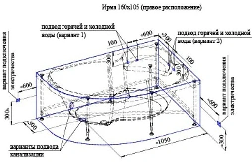 Ванна акриловая Radomir Ирма 149х96 R 2-01-0-2-1-216