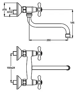 Смеситель для раковины настенный Vidima Retro хром BA122AA, 2