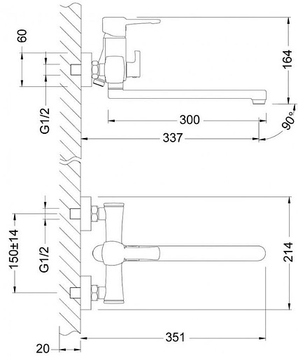 Смеситель для ванны с длинным изливом Lemark Evitta хром LM0551C