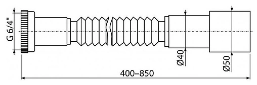 Слив гофрированный AlcaPlast 1½&quot;x40/50мм L=400-850мм A78