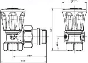 Вентиль регулирующий угловой ½" в/н Gekon GK 7155 12 Вентиль регулирующий угловой ½" в/н Gekon GK 7155 12, 2