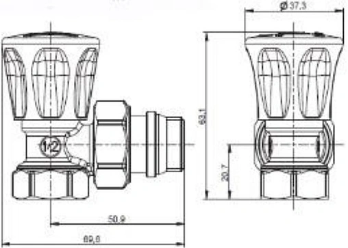 Вентиль регулирующий угловой ½" в/н Gekon GK 7155 12 Вентиль регулирующий угловой ½" в/н Gekon GK 7155 12