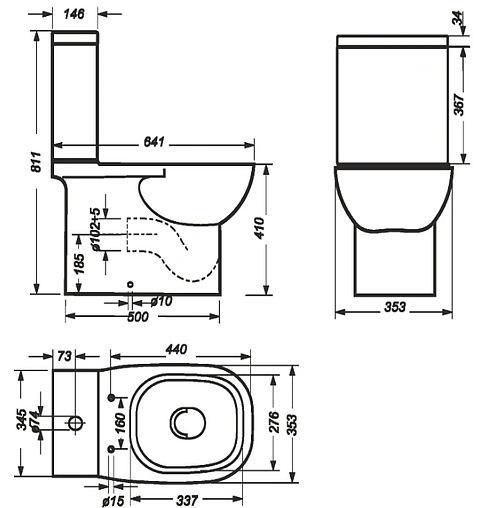 Унитаз-компакт Sanita Luxe Quadro Slim белый WC.CC/Quadro/2-SlimDM/WHT.G/S1