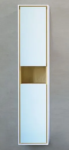 Шкаф-пенал подвесной Jorno Glass 32 белый/дуб Gla.04.150/P/W