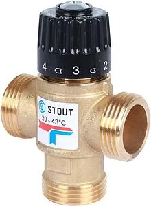 Трехходовой термостатический смесительный клапан 1&quot; +20...+43°С Kvs 1.6 Stout SVM-0120-164325, 1