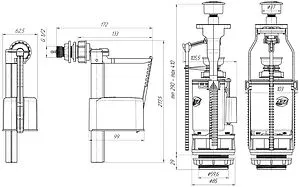 Комплект арматуры для бачка двухрежимный ½&quot; пластик боковой Ани Пласт Эконом WC3050C, 2