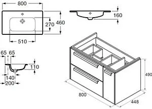 Тумба-умывальник подвесная Roca Lago 80 дуб светлый 857296444+32799C000 Тумба-умывальник подвесная Roca Lago 80 дуб светлый 857296444+32799C000, 2