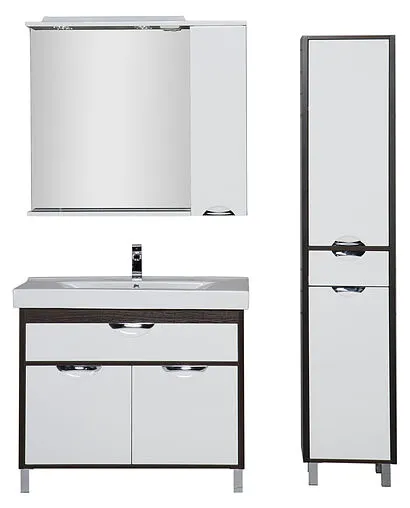 Шкаф-зеркало Aquanet Гретта 100 R белый/венге 00173996