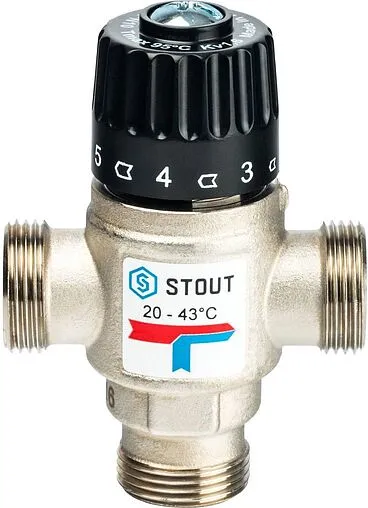 Трехходовой термостатический смесительный клапан ¾&quot; +20...+43°С Kvs 1.6 Stout SVM-0020-164320