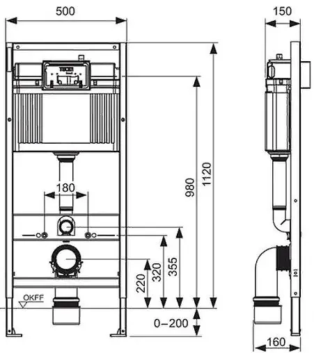 Инсталляция для подвесного унитаза TECEbase 2.0 9400401