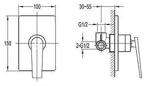 Смеситель для душа скрытого монтажа Cezares Baden хром BADEN-F-DIM-01 Смеситель для душа скрытого монтажа Cezares Baden хром BADEN-F-DIM-01, 2