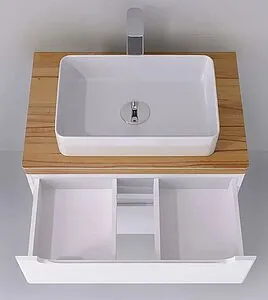 Тумба-умывальник подвесная Jorno Wood 80 белый wood.01.80/P/W+ Тумба-умывальник подвесная Jorno Wood 80 белый wood.01.80/P/W+, 3