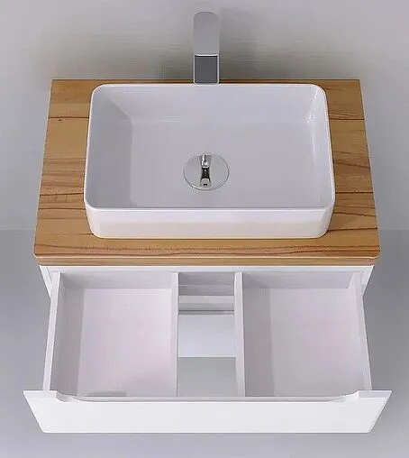 Тумба-умывальник подвесная Jorno Wood 80 белый wood.01.80/P/W+ Тумба-умывальник подвесная Jorno Wood 80 белый wood.01.80/P/W+