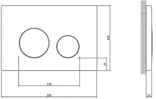 Клавиша смыва для унитаза Cersanit Twins 63525 черный матовый