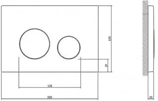 Клавиша смыва для унитаза Cersanit Twins 63534 кнопки/черный матовый, кольца/золото