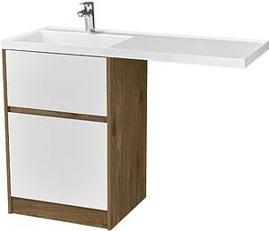 Тумба-умывальник напольная над стиральной машиной Aquaton Лондри 120 L дуб рустикальный/белый 1A2669K2LHDR0+, 1