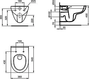 Унитаз подвесной безободковый Ideal Standard I.Life A RimLS+ белый T471601, 2