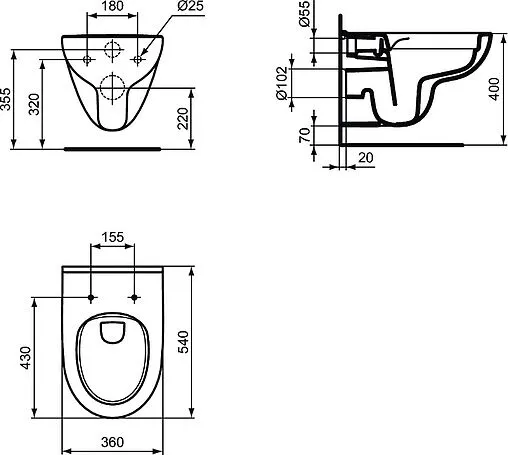 Унитаз подвесной безободковый Ideal Standard I.Life A RimLS+ белый T471601