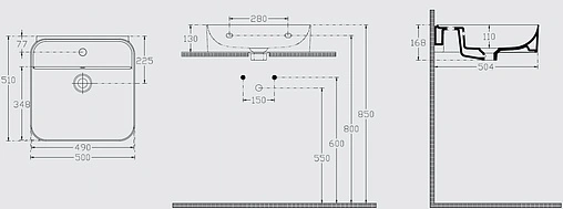 Раковина ISVEA SistemaU 50 белый 10PL53050SV