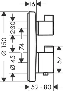 Термостат для 1 потребителя Hansgrohe Ecostat S хром 15757000 Термостат для 1 потребителя Hansgrohe Ecostat S хром 15757000, 2